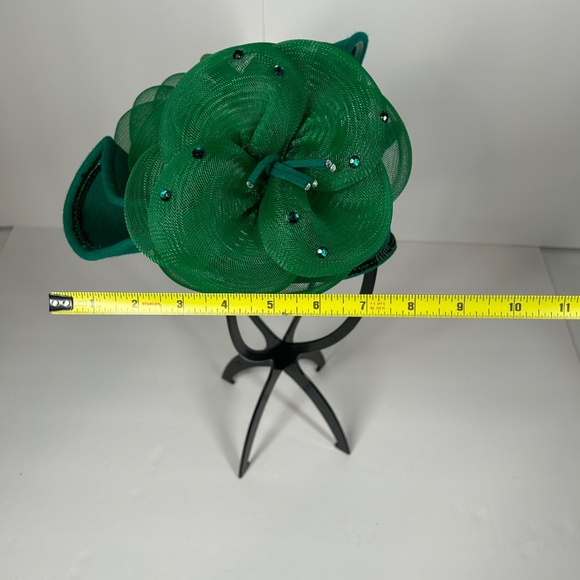 Deborah New York Hat Green 7” VTG Wool USA Sequence Tea Party Church Christmas - Picture 8 of 14